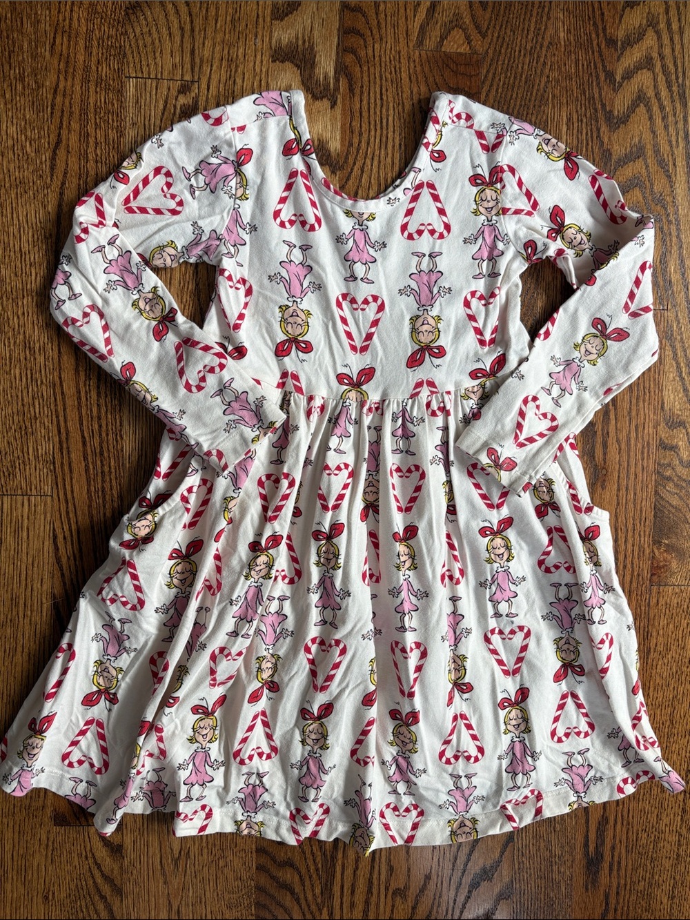 Hanna Andersson Grinch Cindy-Lou Who, and candy cane skater dress, size 5.